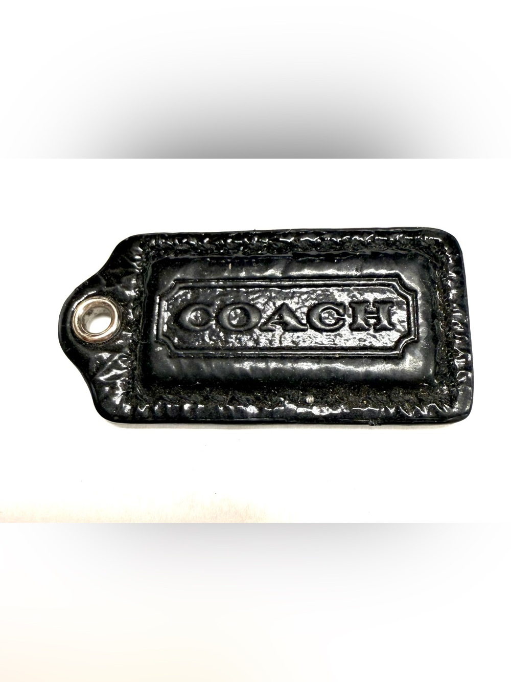 Coach hang tag silver and black design leather bag charm keychain fob